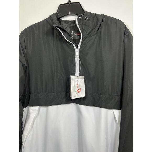 Baleaf Men’s 1/4 Zip Pullover Windbreaker Long Sleeved Black And White Size L - Picture 2 of 9